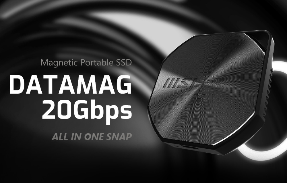 MSI DATAMAG 20Gbps USB 3.2 Gen 2x2 Magnetic Portable SSD - 1TB